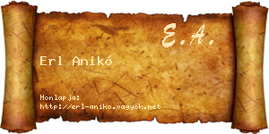 Erl Anikó névjegykártya
